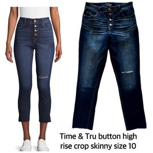 Time & Tru button high rise crop skinny 10